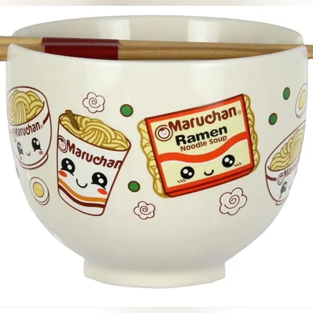 Maruchan Ramen Noodle Bowl with Chopsticks, Chopstick Holder & Soup Spoon NIB